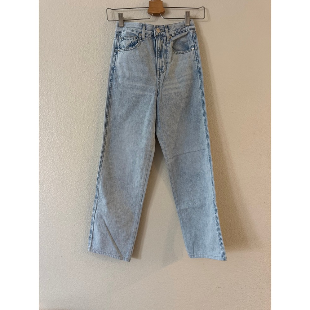 Veronica Beard Jeans High Rise Straight Leg Size 23 Pale Stone Blue Excellent